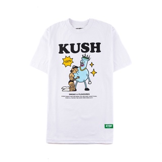 เสื้อโอเวอร์ไซ เสื้อผู้ชายเท่ เสื้อคนอ้วน - KUSH Co. ควัน &amp;ความสุข (สีขาว) เสื้อยืดคลาสสิก เสื้อทหาร