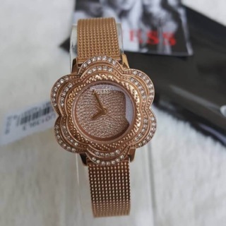 NEW GUESS U0139L3 Rose Gold-Tone Floral Mesh