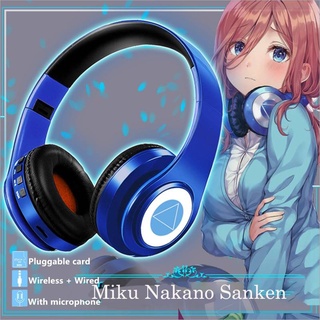 2 in1 ชุดหูฟังบลูทูธไร้สาย ลายการ์ตูนคอสเพลย์ Miku Nakano Sanken