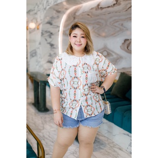 ใหม่สุดปังหวานน่ารักเสื้อผ้าโพลีเอสเตอร์แต่งปกลูกไม้แขนสั้นจ้าc1