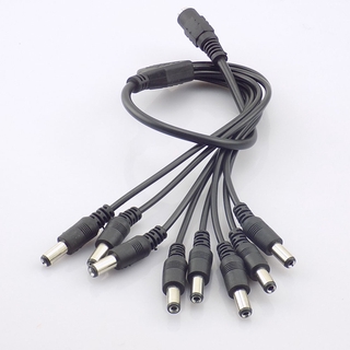 5.5x2.1 มม. 1 Female to 8 Male DC Power แจ็คอะแดปเตอร์ 8 Way Splitter ปลั๊กเชื่อมต่อสายเคเบิ้ลสําหรับกล้องวงจรปิด