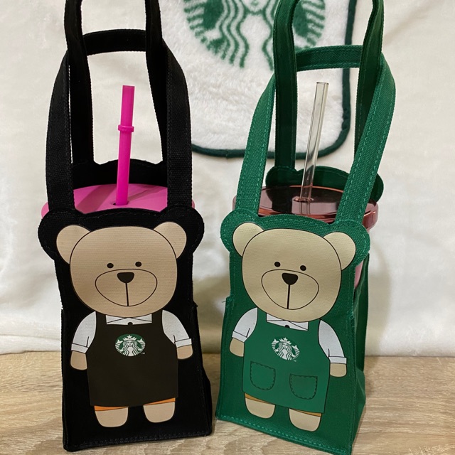 ถุงหมีใส่แก้วของแท้ starbucks taiwan