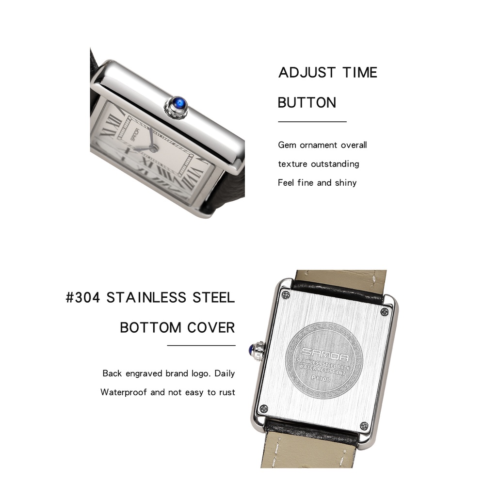 SANDA แบรนด์หรูธุรกิจผู้หญิงนาฬิกากันน้ำหนังวงควอตซ์นาฬิกาข้อมือผู้หญิง
