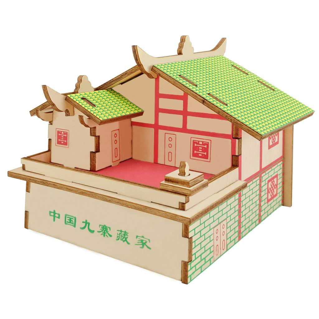 3D Wooden Puzzle Toys Jigsaw Architecture House DIY Manual Assembly Kit ...