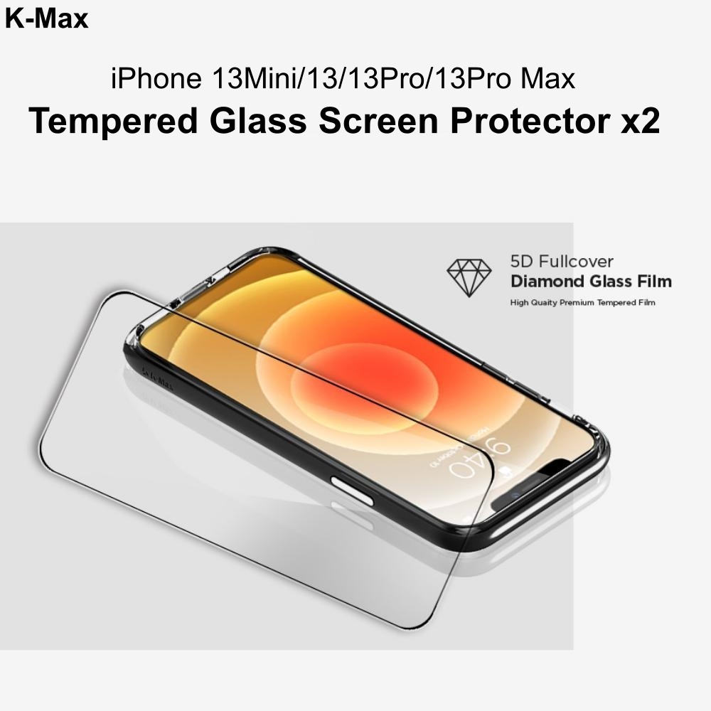 K-Max iPhone 13Mini/13/13Pro/13Pro Max [Screen Protector x2] [Ultrasonic Fingerprint Reader] 9H Temp