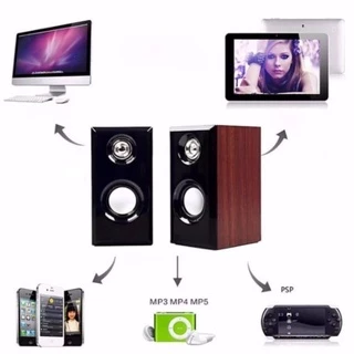 HiFi 3D Bass Speaker ลำโพงคอมพิวเตอร์ ลำโพงไม้ พร้อมเครื่องปรับระดับเสียง ลำโพงคอมUSB ลำโพงต่อTV โทรทัศน์ คอมพิวเตอร์ PC