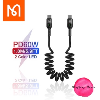 💜ถูกจริง/ส่งไว📦Mcdodo สายชาร์จ USB-C PD 60W QC3.0 สายถัก มีไฟ LED ชาร์จเร็ว Type-C to Type C ยืดได้ 1.8 เมตร