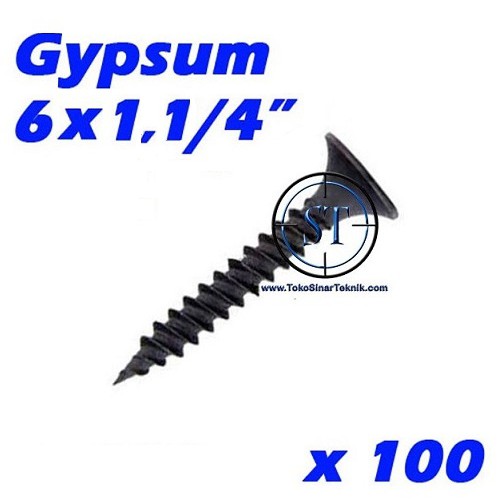 6 x 1/4" GYPSUM BOLT - DRYWALL SCREW - GYPSUM BOLT COTENTS สีดํา 100 ชิ้น