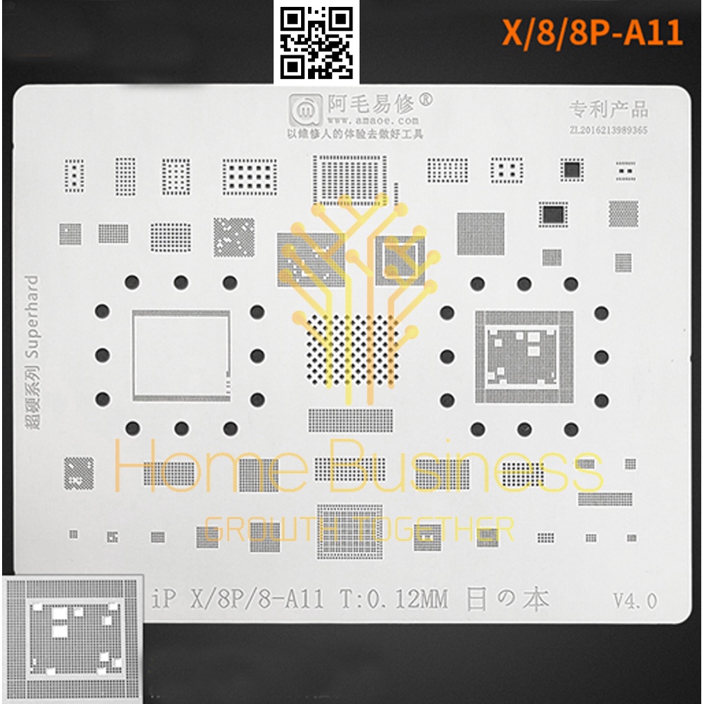 AMAO แผ่นลายฉลุแม่พิมพ์ HP Handphone Iphone X 8 8P A11 CPU