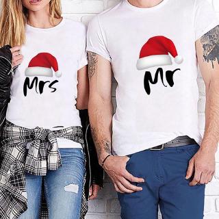 Fashion Casual T-shirt Streetwear Christmas Graphic Print Women Top Tee Christmas Mr And Mrs Couple T Shirts DW1 471