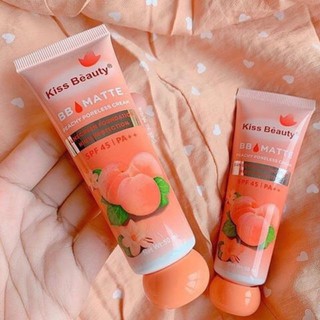 BB PeachKiss Beauty BB Peach คิส บิวตี้ บีบีพีช No.58944-03 SPF45 PA++ บีบีแมท ใช้ทาปกปิด บนใบหน้า กลิ่นพีชเนื้อฉ่ำวาว