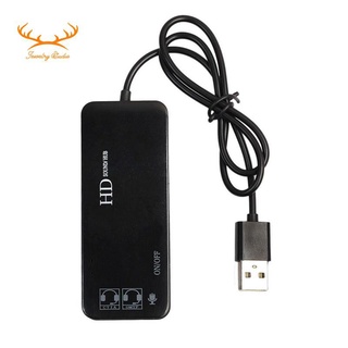 3 พอร์ต Usb 2.0 Hub External 7.1Ch อะแดปเตอร์การ์ดเสียงชุดหูฟังไมโครโฟนสําหรับ Pc สีดํา