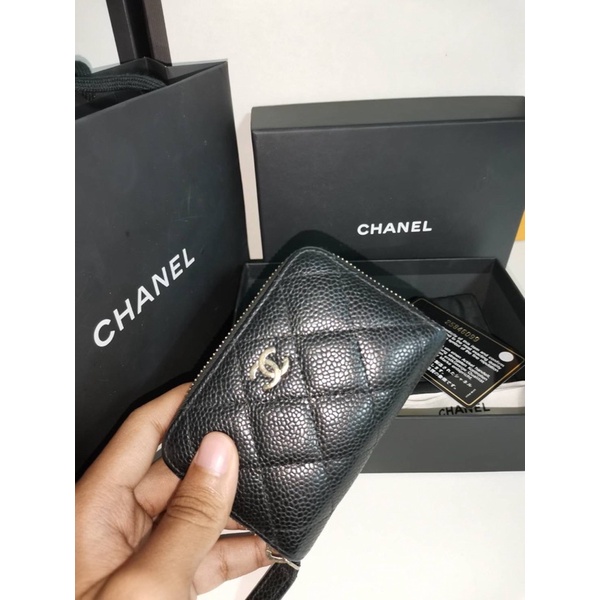 Chanel zippy coin purse black caviar holo 25 Ghw
