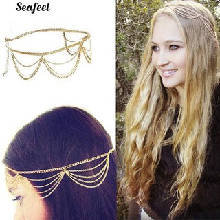 ห่วงโซ่หลายแบบ Boho Fringe พู่หูโลหะ Head Headpiece เครื่องประดับผม