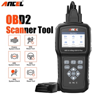 Ancel เครื่องสแกนเนอร์เครื่องยนต์ ABS SRS SAS AD610 Plus OBD OBD2 สําหรับรถยนต์