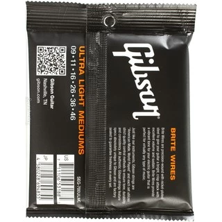 สายกีตาร์ไฟฟ้า / โปร่ง Gibson แถมปิ๊ก อย่างดีมูละค่าตัวละ 45 บาท 1ตัว 1ชุด 6เส้น