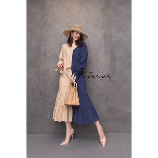 Zem 2 ToNes DReSS” เดรส2โทน ดีไซน์น่ารัก ดีเทลแบ่งสี2สีคนละครึ่งน่ารักมาก คอวี ช่วงปลายแขนผูกโบว์สวยใสใส