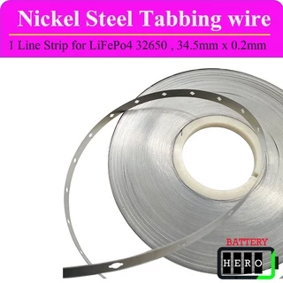 ตัวนำนิกเกิล Nickel หนา0.15 และ 0.2 ระยะห่างรู 32.5mm, 34.5mm สำหรับแบตเตอรี่ 32650, 32700 แบบ 1 แถว (1P) ราคาต่อเมตร