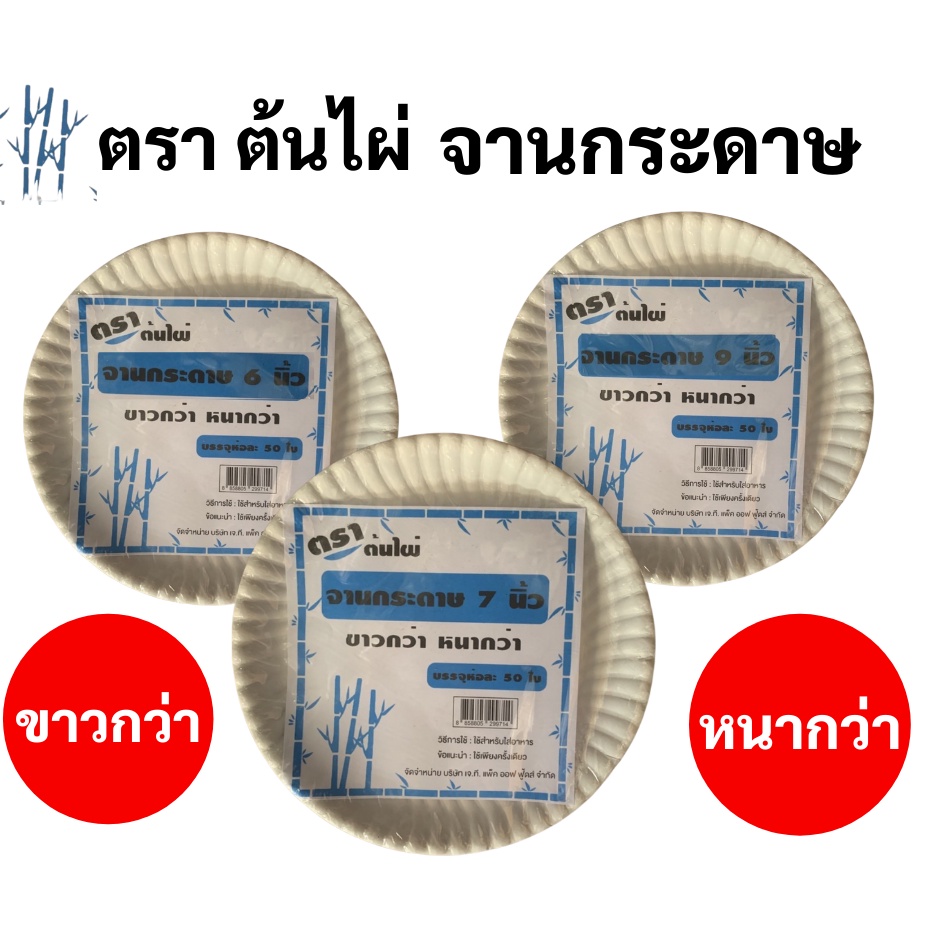 จานกระดาษ 1 แพค ครบทุดขนาด 6นิ้ว / 7นิ้ว / 9นิ้ว บรรจุ 50 ใบ จานกระดาษใส่อาหาร จานกระดาษสำหรับงานประดิษฐ์ จานกระดาษกลม