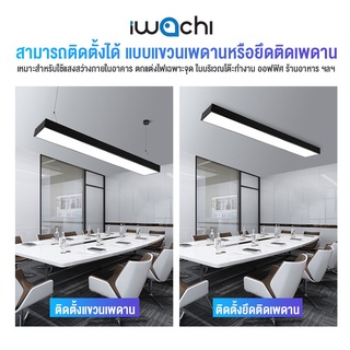 โคมไฟแขวนสลิงเพดาน โคมไฟออฟฟิต ไฟตกแต่ง ​​​​​​​*หมายเหตุ : รุ่นนี้เปลี่ยนหลอดไม่ได้  IWC-BK-LINEAR-OFFICE-CHIP-LED-36W