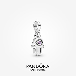 Pandora ชาร์มห้อยมือ ME Hamsa ประดับคริสตัล สีม่วง สําหรับของขวัญวันเกิดผู้หญิง p825