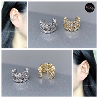 ส่งไว🧡Ear Cuff งานเพชร CZ เพชร 2 แถว แบบเกี่ยว/หนีบ (1 ชิ้น)