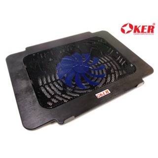 Oker Cooler Pad พัดลมรอง Notebook รุ่น HVC-317 สีดำทนน้ำหนักเบาพกพาสะดวกพัดลมขนาดใหญ่ 1 ใบพัดให้ลมแรงเย็นและเงียบ ไฟ LED