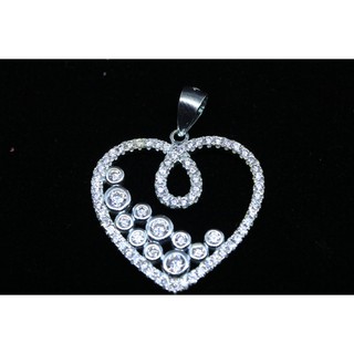 SWEET 16 จี้เงินแฟชั่นเกาหลี / Korean Fashion Pendant 925 Sterling Silver Heard surrounded with CZ Diamonds_AP3762-N