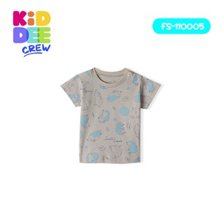 KiddeeCrew เสื้อแขนสั้นเด็กสีเทาลายเม่น Hedgehog pattern gray shirt เหมาะสำหรับอายุ 1-3 ปี