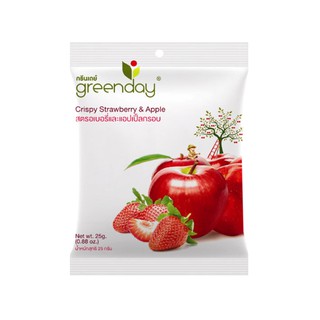 Greenday Crispy Strawberry &amp; Apple กรีนเดย์สตรอเบอรี่และแอปเปิ้ลอบกรอบ 25 กรัม