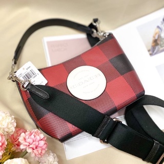 DEMPSEY SHOULDER BAG WITH BUFFALO PLAID PRINT AND COACH PATCH สีหายาก