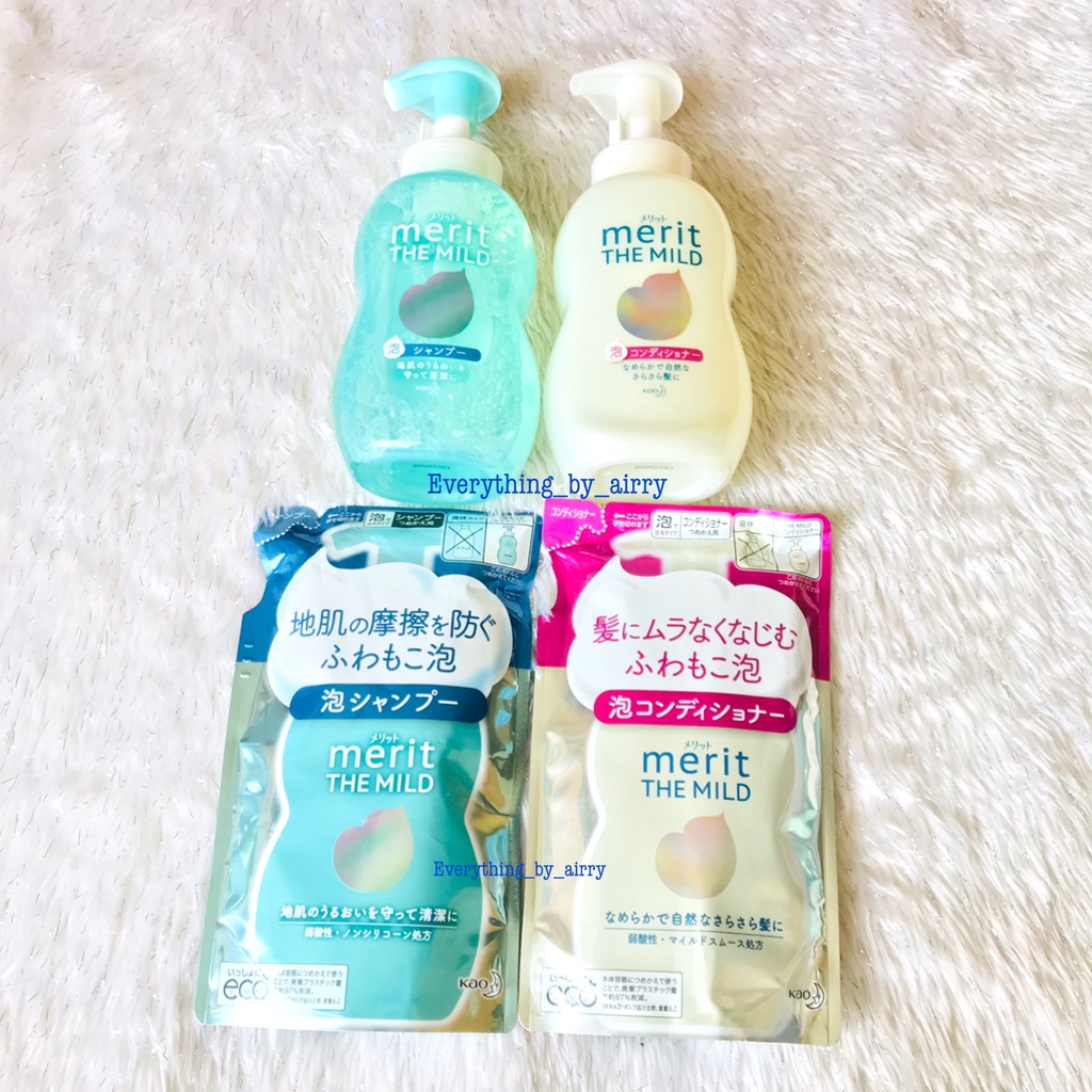 Kao Merit The Mind 🇯🇵 Shampoo&Conditioner  🇯🇵 ชนิดโฟม ขวดปั้ม 540ml / Refill 440ml