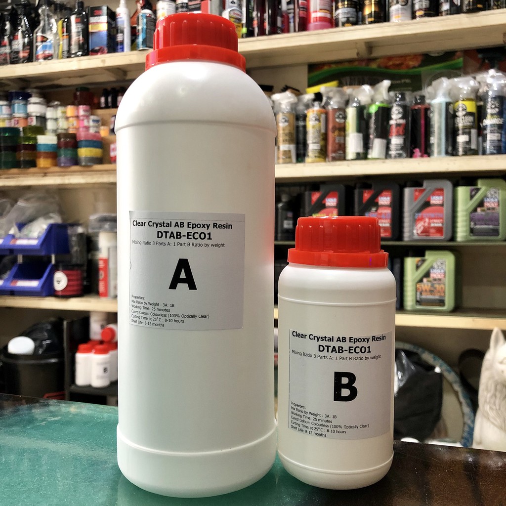 กาวปูพื้น เคลือบภาพกระจก โต๊ะผสมสีเข้ม Epoxy Resin ชนิดแข็งแห้งธรรมดา DTAB-ECO - 1kg