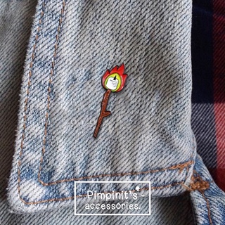 📬 พร้อมส่ง : เข็มกลัดลายกิ่งไม้ติดไฟ | Burning Wooden Stick Enamel Brooch Pin.