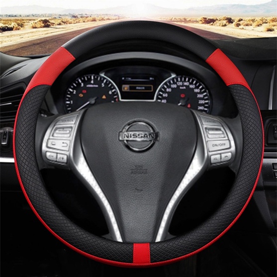 UBD7 ไม่มีกลิ่นบางทุกรุ่น Nissan หนังวัวพวงมาลัย fit Almera Sylphy GTR Juke XTrail Terra Navara Urva