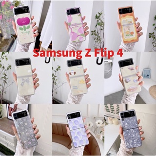 Samsung Galaxy Z Flip 4 5G การ์ตูนน่ารัก หัวใจ ดอกไม้ หน้ายิ้ม โบว์ PC เคสแข็ง ใส กันกระแทก เคสโทรศัพท์ สร้างสรรค์ เคส