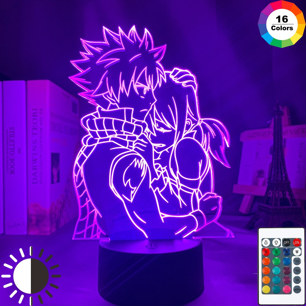 Anime Fairy Tail Natsu Dragneel and Erza Scarlet Hug Night Light Led ...