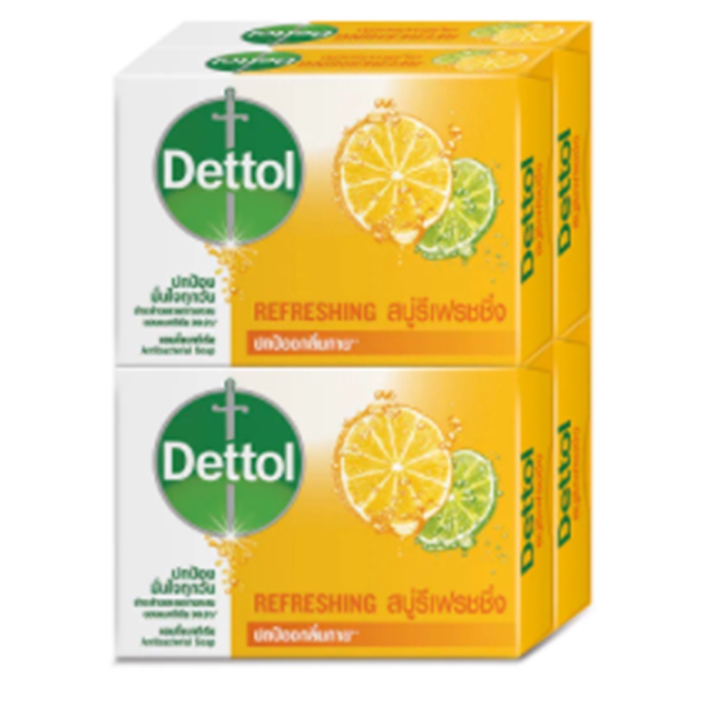 Dettol Bar Soap Refreshing 65g. Pack 4 เดทตอลสบู่ก้อนรีเฟรชชิ่ง 65กรัม แพ็ค 4 สบู่อาบน้ำ ผลิตภัณฑ์ดูแลผิวกาย สบู่ชำร
