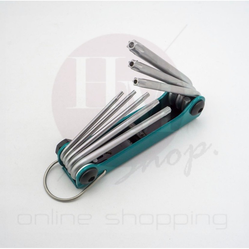 FORCE 5083TF ชุดประแจหัวจีบแกนกลวง ประแจดาว TORX ชนิดพับได้ ขนาด T-9H,T-10H,T-15H,T-20H,T-25H,T-27H,