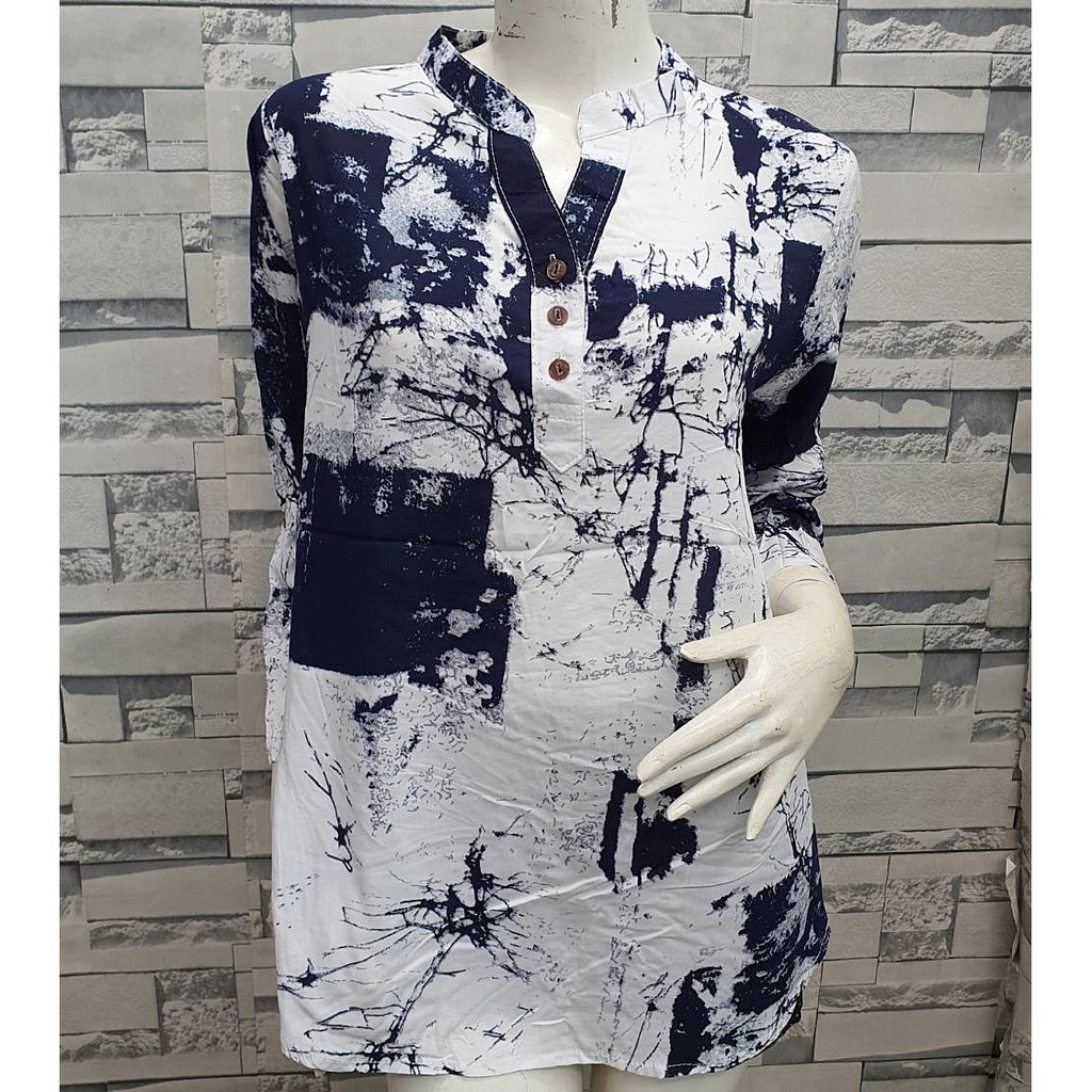 S.40/ S.44/ S.46 เสื้อสปันไซส์ใหญ่ NANASHOP เสื้อคนอ้วนแขนยาว ผ้าสปัน ลายมัดย้อม อก 40 นิ้ว อก 44 นิ