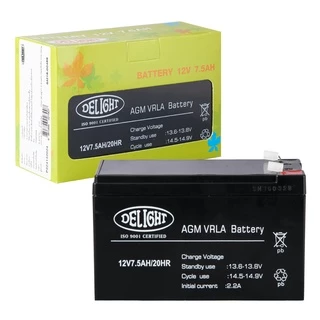 DELIGHT แบตเตอรี่ 12V 7.5AH/20Hr DELIGHT Black # โปรพิเศษ #