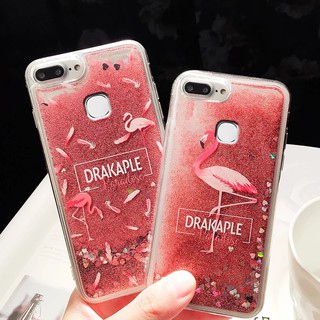 Vivo S1 Pro V19 V17 Pro Y66 Y71 Y85 Y83 Y79 Y95 Y93 V11i Y17 Y11 Flamingo Bling Liquid Glitter Clear Soft TPU Case Cover