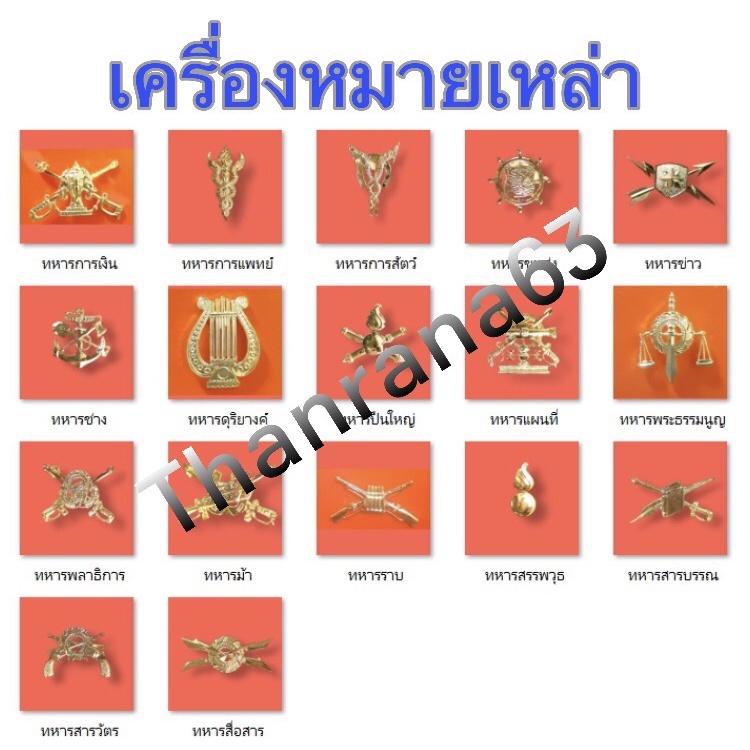 เครื่องหมายเหล่าทหารบก 17 เหล่า