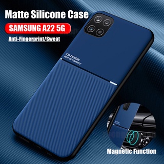 Leather Texture Matte Phone Case For Samsung Galaxy A22 5G A22-4G M32 4G  M22 Magnetic Car Holder Phone Case Slim TPU Shockproof Case For Samsung A22 A 22 4G Soft Case