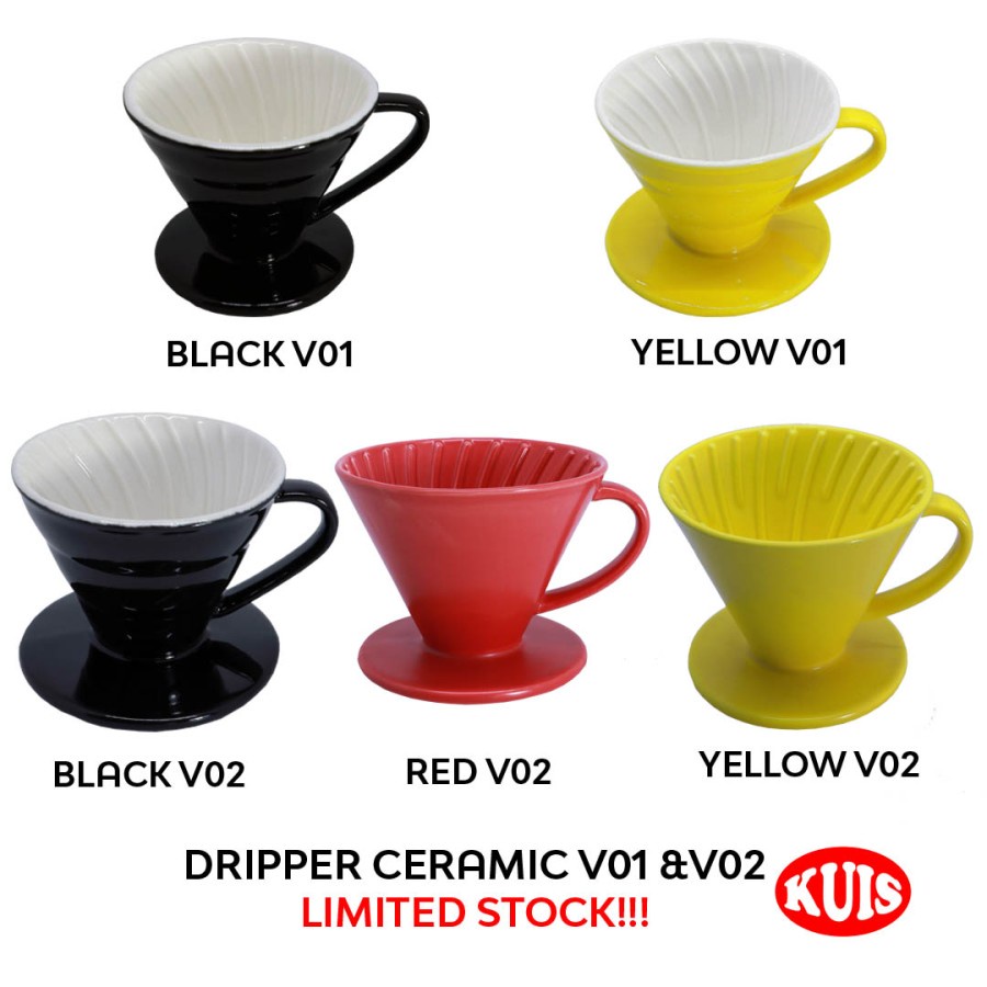 Merah V60 Dripper 1-4 ถ้วยกรองกาแฟเซรามิก 02 - สีแดง