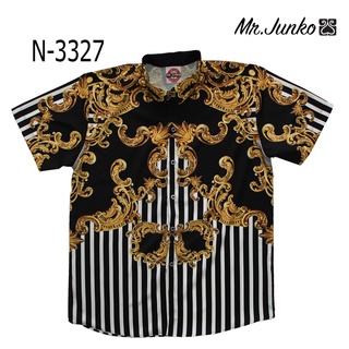 ⚡ ส่งฟรี⚡เสื้ออาเสี่ย แขนสั้น Mr-Junko งานต่อลาย N-3327 ผ้าซาติน นุ่มใส่สบายไม่ร้อน