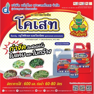 กำจัดหญ้าคาแทนกรัมม็อคโซน ชื่อโคเสทขนาด 4000cc.(glufosinate-ammonium)หญ้านกสีชมพู หญ้าตีนกา หญ้าตีนติด ไมยราบเลื้อย