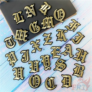☸ Old English Letters - Gold Iron-on Patch ☸ 1Pc Diy Iron on…