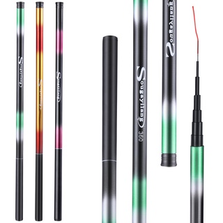 Sougayilang คันชิงหลิว คันเบ็ดตกปลา 2.7-5.4เมตรคันชิงหลิว สำหรับตกปลา Rod เบามาก Glassfiber Telescopic 3สีตกปลา Rod