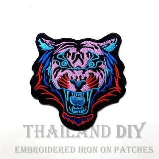 🐯 ตัวรีดติดเสื้อ งานปัก เสือ หัวเสือ ลายสัตว์ สีสวย Tiger Head Patch WOP DIY ตัวรีด อาร์มติดเสื้อ กางเกง กระเป๋า หมวก